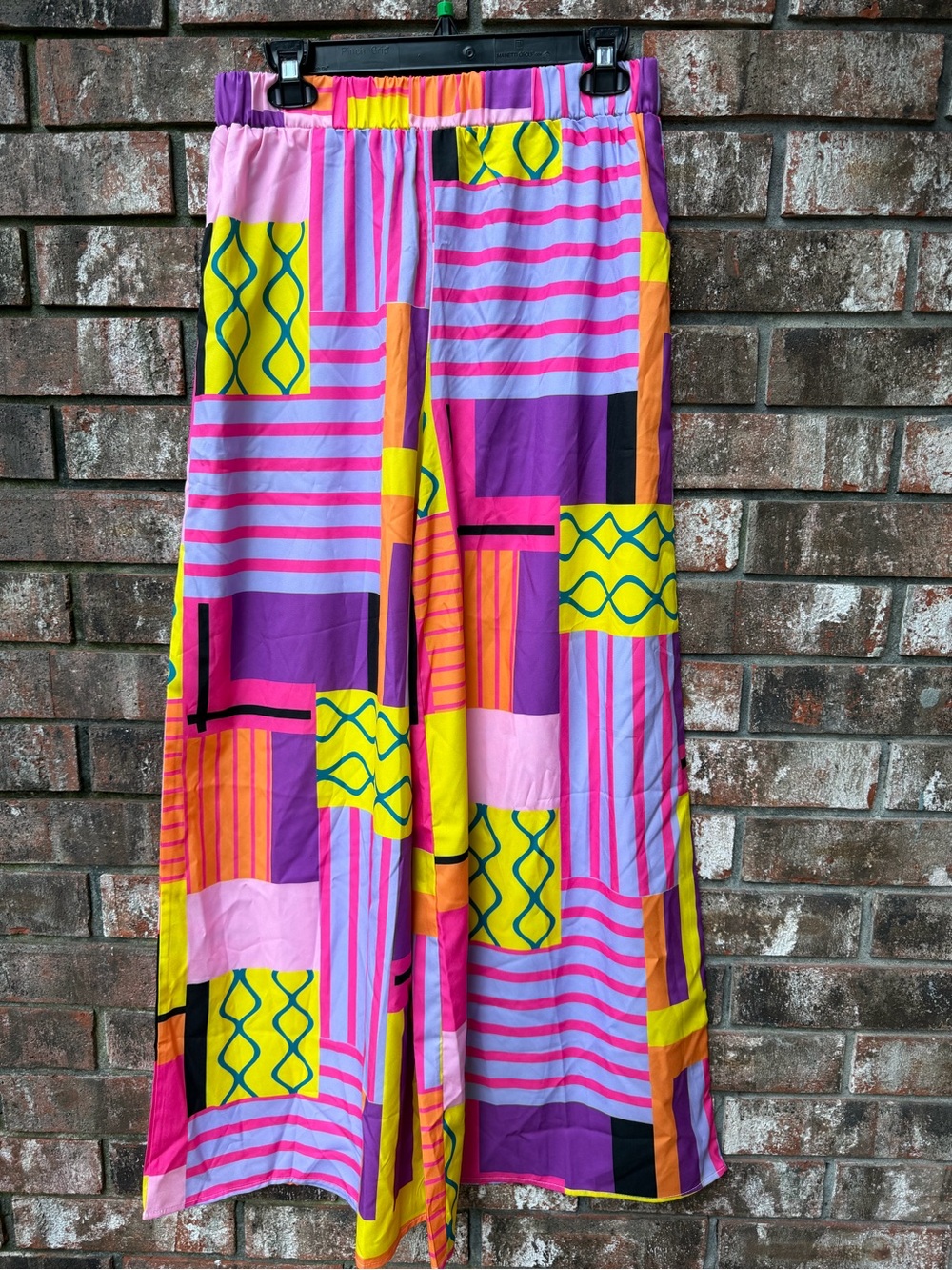 Colorblock Geometric Print Pants